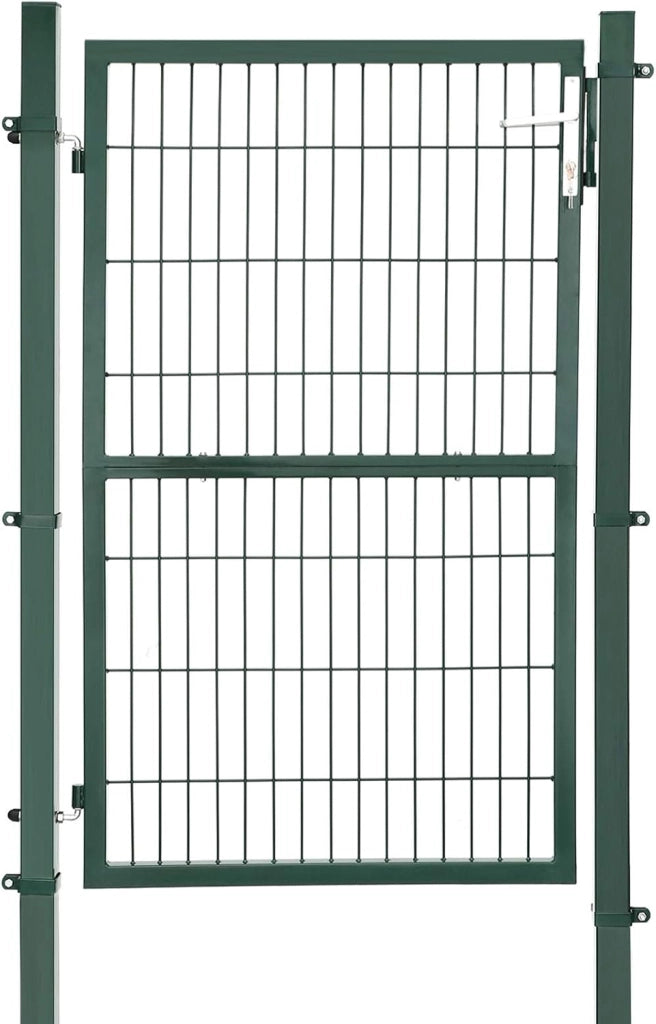 SONGMICS Cancello da Giardino, Cancelletto da Giardino, Acciaio Zincato con Serratura, Porta di 106 x 150 cm (L x H), Tubo Rettangolare, Cancello per Recinzione, Verde GGD200L