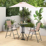Set di Mobili da Giardino Con Ombrellone, Tavolo da Bistrot Con 2 Sedie Pieghevoli, 4 Pezzi, Set da Balcone Rotondo