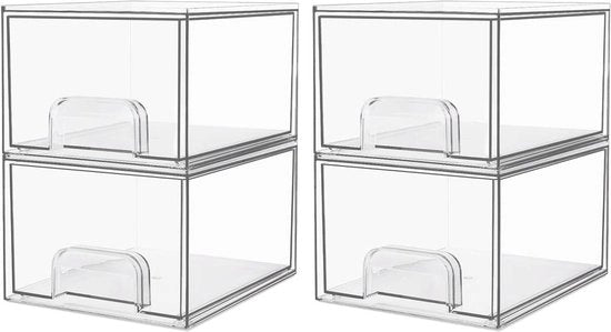 Cassetti di Archiviazione Stivati - Organizzatore Acrilico - 4 pezzi - Organizzatore Bagno e Vestibilità