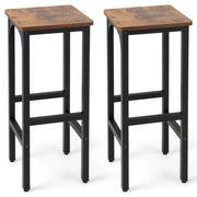 Set di 2 sgabelli da bar con poggiapiedi imbottiture regolabili struttura in metallo, Sgabelli da cucina Marrone-Sgabelli da bar