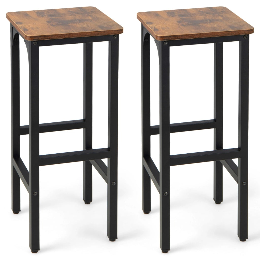Set di 2 sgabelli da bar con poggiapiedi imbottiture regolabili struttura in metallo, Sgabelli da cucina Marrone-Sgabelli da bar