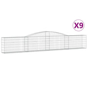 Set di 9 gabbioni ad arco per recinzione gabbia o muro di contenimento 400 x 30 x 60/80 cm ferro zincato argento 02_0041303