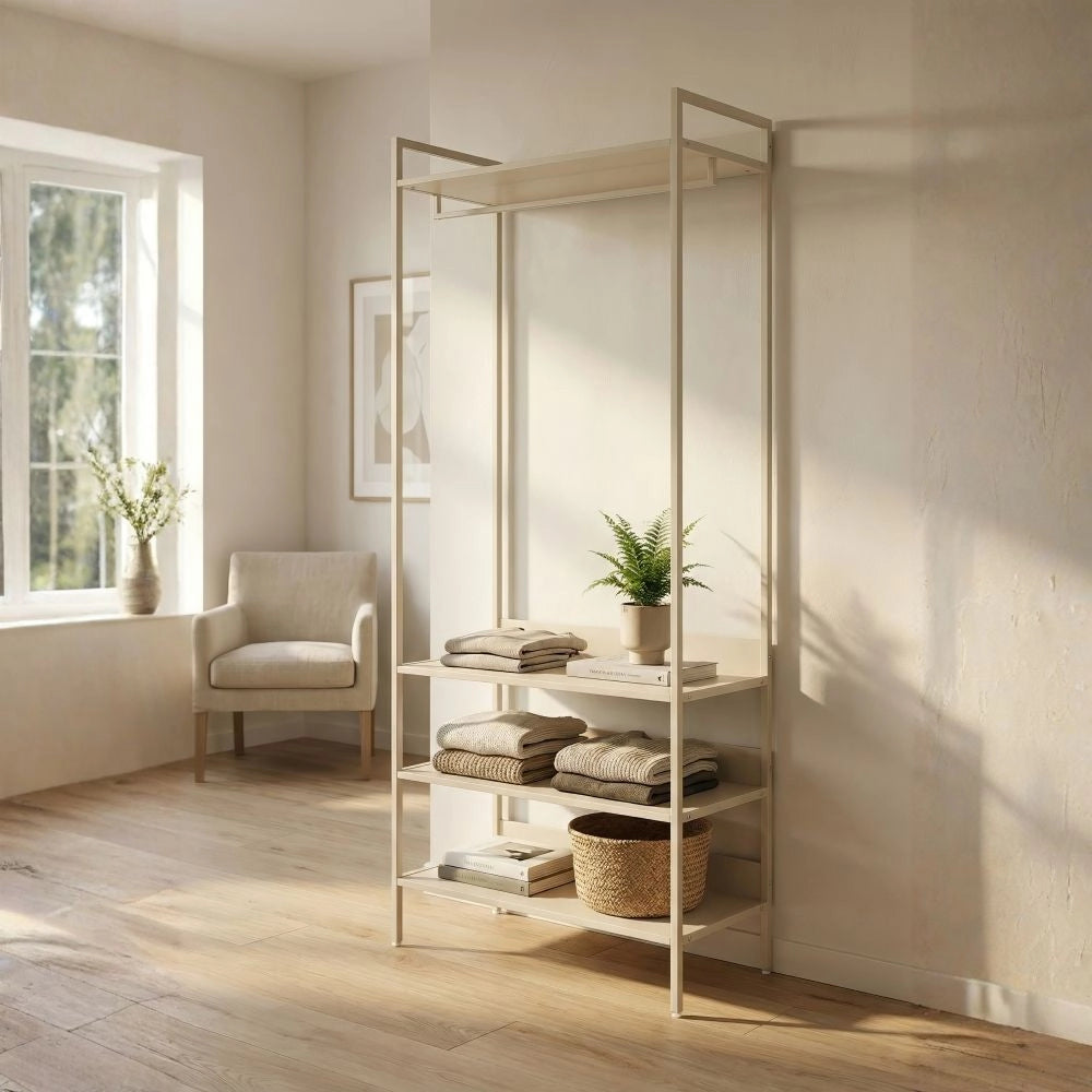 Mobile Ingresso Dhaka41B con Appendiabiti e 4 Ripiani Beige
