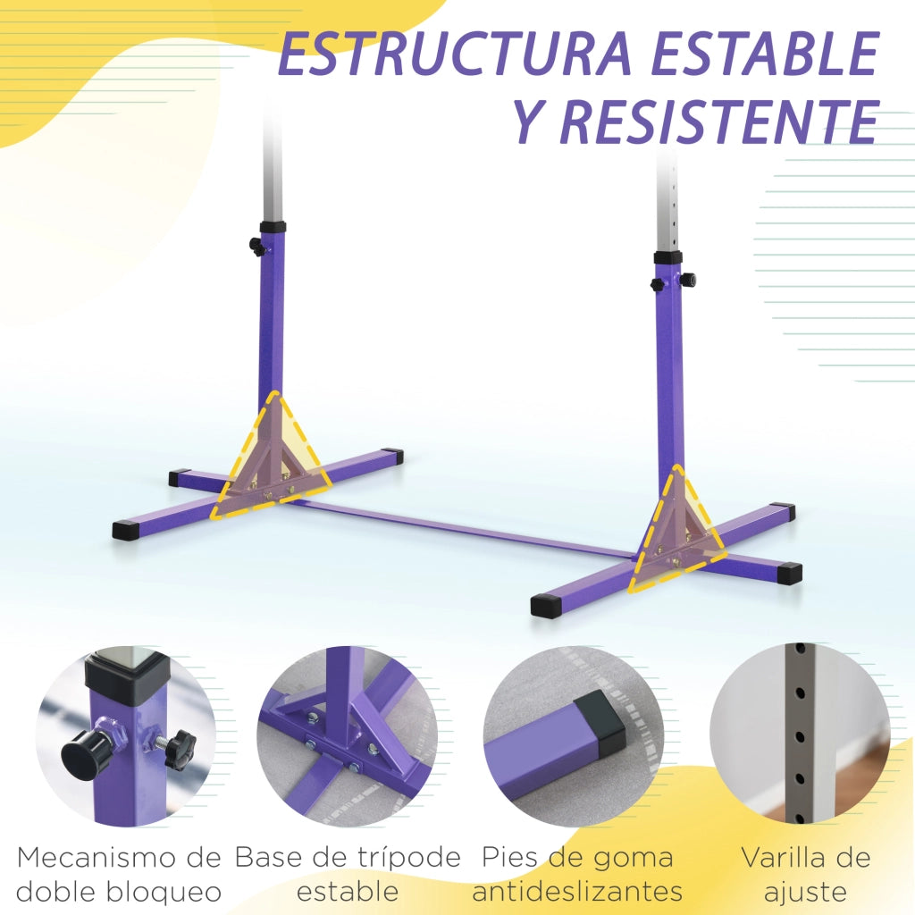 Sbarra Ginnastica per Bambini ¨C zephmum ¨C Regolabile 92-150 cm 75 kg 194x121x150 cm Viola