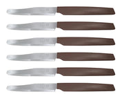 Set 6 Coltelli da Tavola Cucina Active Lama Seghettata Marroni Pedrini