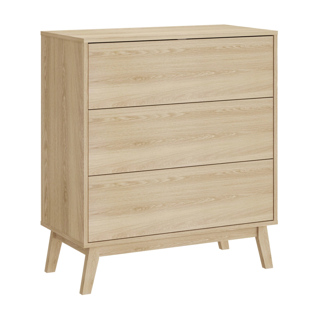 Cassettiera Aastmabospoo Comò a 3 Cassetti 90 x 80 x 40 cm - Effetto Rovere Chiaro [en.casa]