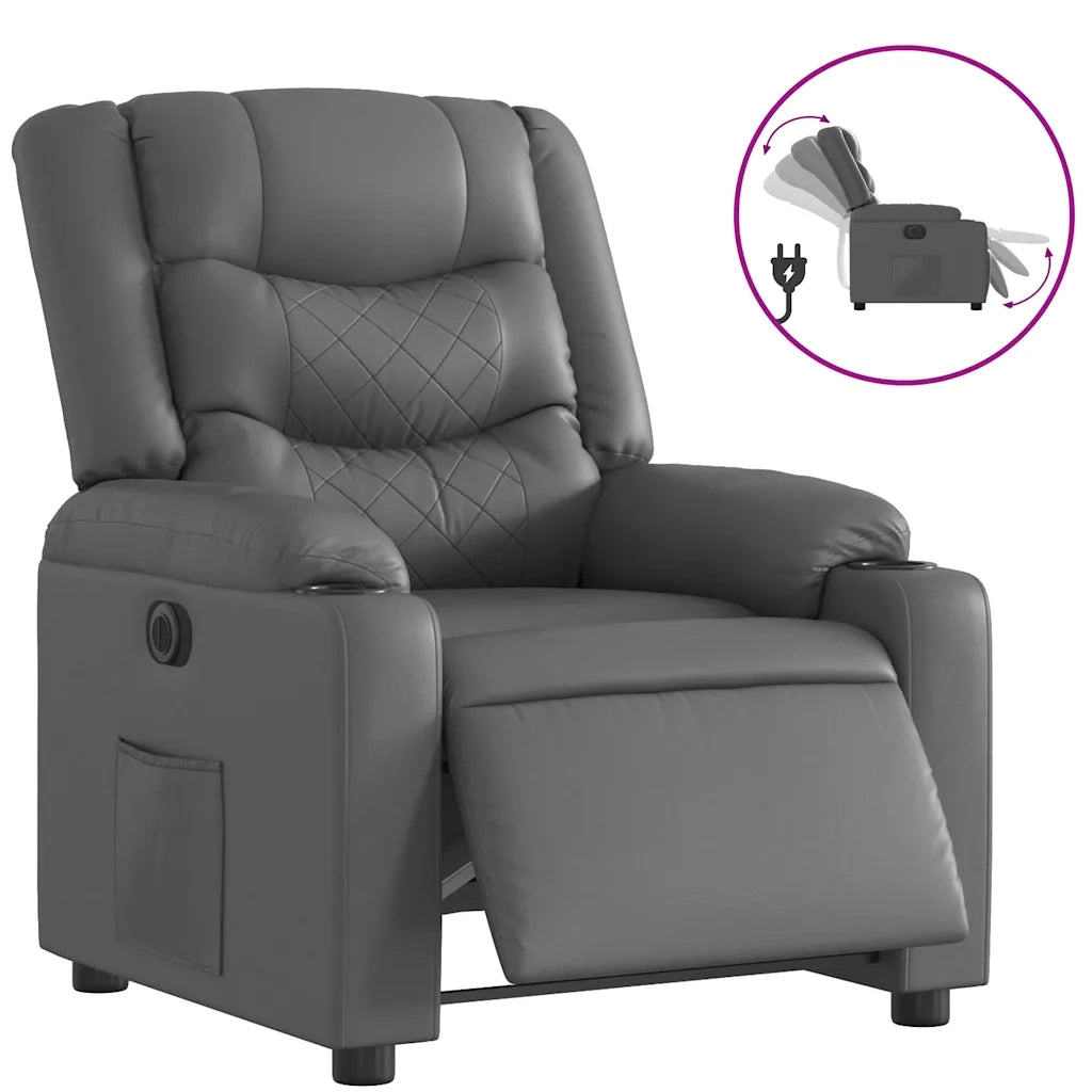 Poltrona Reclinabile Elettrica Grigia in Similpellecod mxl 133097