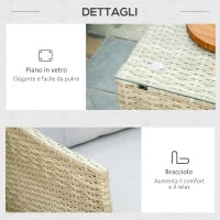 Salotto da Giardino 7 Pezzi Modulabile in Rattan PE con Cuscini, Beige