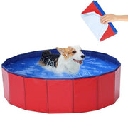 Piscina per Cani Opzionabile - Piscina Esterna per Animali Domestici - Raffreddamento Estivo - Con Valvola di Scarico - 60 x 20 cm - Blu Rosso