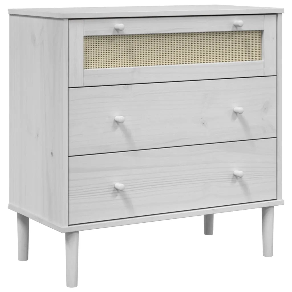 Cassettiera SENJA Aspetto Rattan Bianca 80x40x80 cm Legno Pino CFW2782119