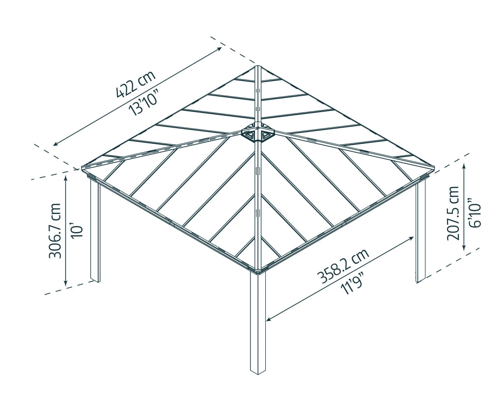 Gazebo in Alluminio Dallas  4.3X4.3 m