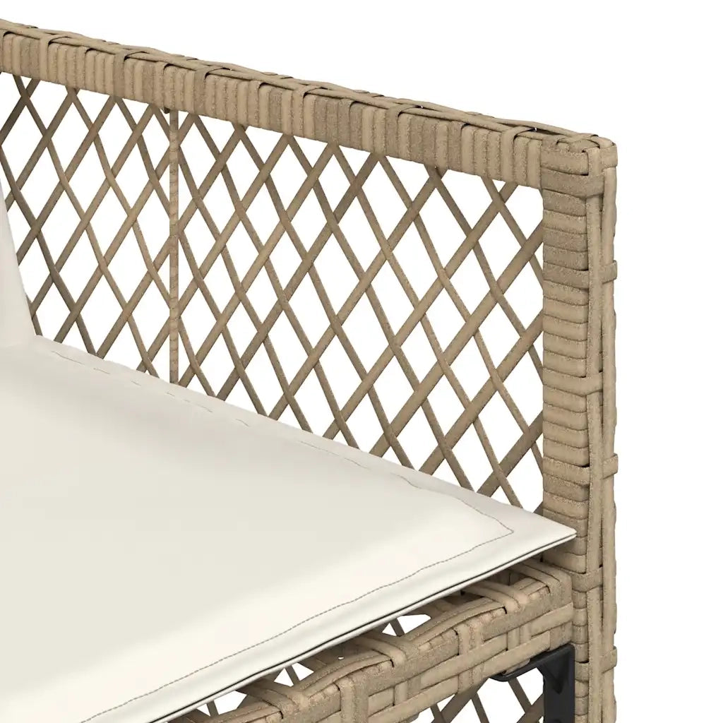 Set da Pranzo da Giardino 7 pz con Cuscini Beige in Polyrattan