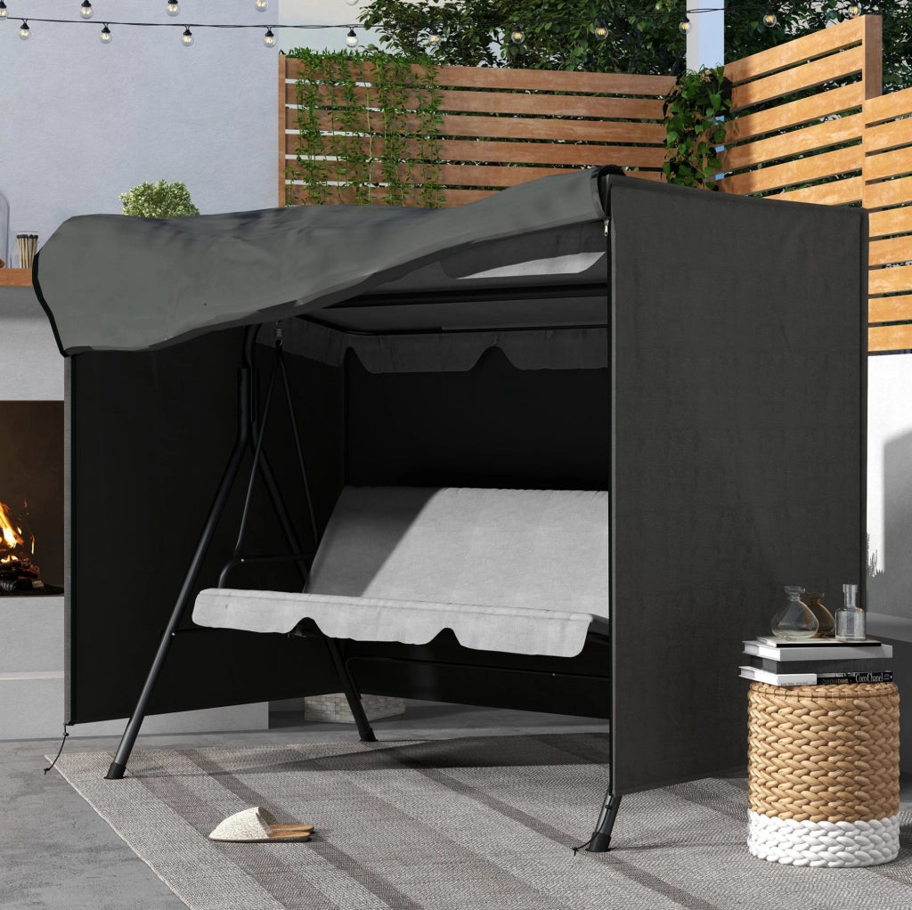 Copertura per dondolo da giardino 205x124x164 cm; in poliestere impermeabile grigio scuro