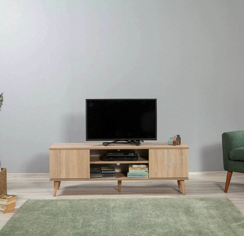 Argegno, Mobile Porta tv un Ripiano, 140x40x50h cm Marrone Quercia