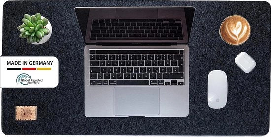 Sostegno per scrivania, tappeto 80 x 40 cm, sostegno per scrivania lavabile di tappeto rPET riciclato, panno per mouse grande, sostegno per scrivania (grigio)
