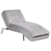 Chaise longue Velluto Grigio Chiaro capitonné Schienale e Gambe Regolabili Modern Glam