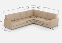 Divano Angolare 6 Posti 281x241x85 cm Karay in Tessuto Beige