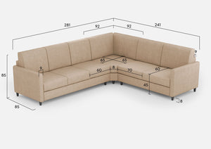 Divano Angolare 6 Posti 281x241x85 cm Karay in Tessuto Beige
