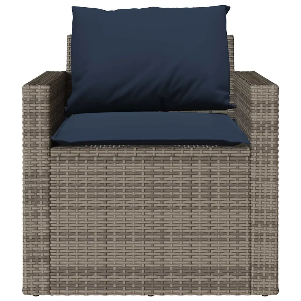 Set Divani da Giardino 4 pz con Cuscini in Polyrattan Grigio 366365