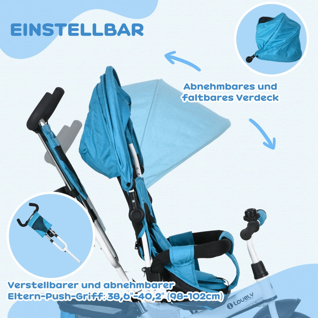 Triciclo per bambini ¨C Xylo ¨C metallo blu con cestino e portabicchiere
