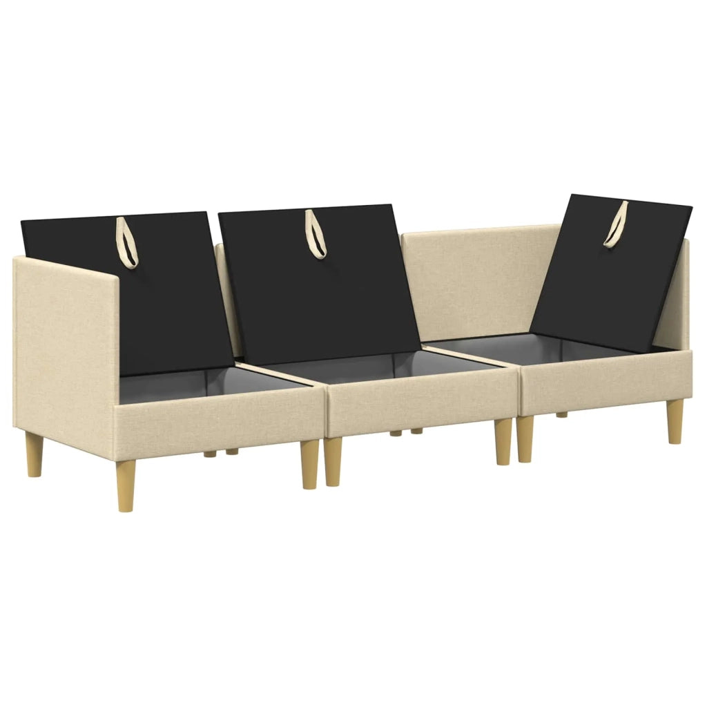 Set di divani modulari con spazio di archiviazione 3 pcs Crema