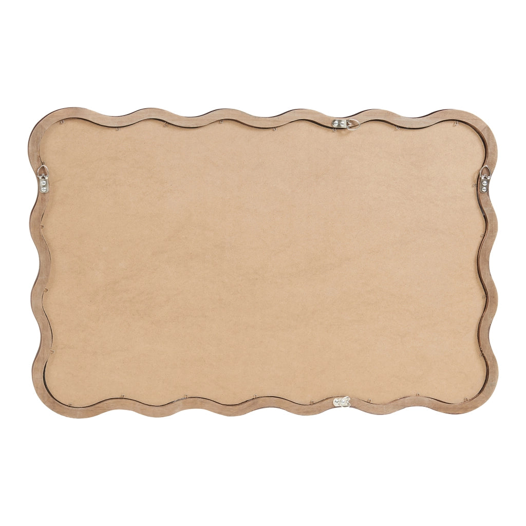 Specchio Ondulato da Parete Porloskid Montaggio Verticale e Orizzontale 90x60 cm Marrone Scuro [en.casa]