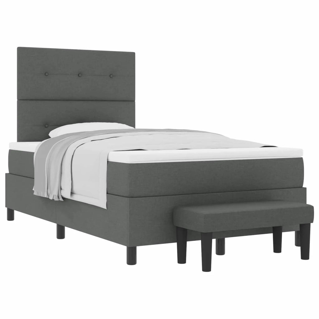 Letto a molle con materasso Grigio scuro 120 x 190 cm Tessuto 3344052