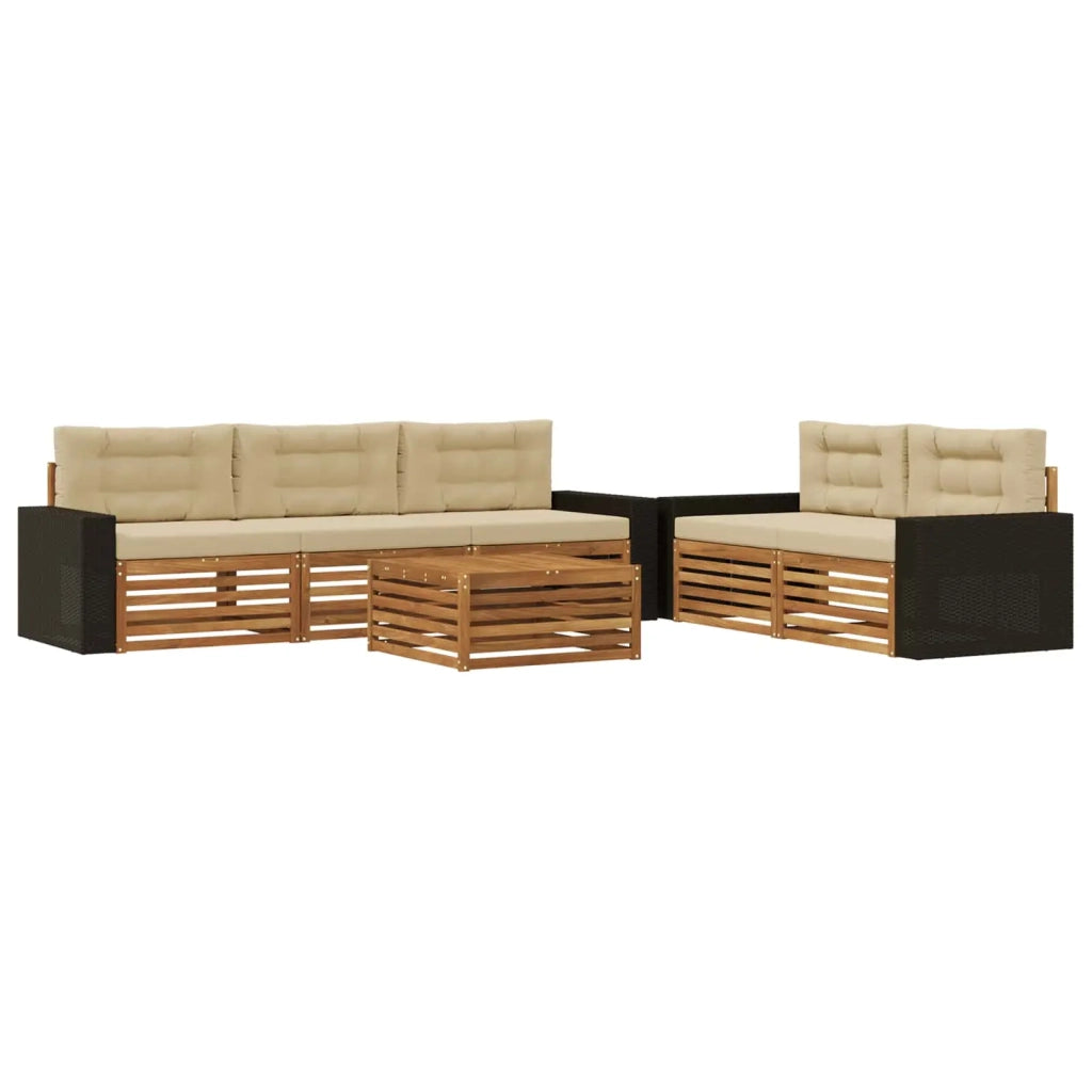 Set di divani da esterno 6 pz Naturale e Beige 3383036