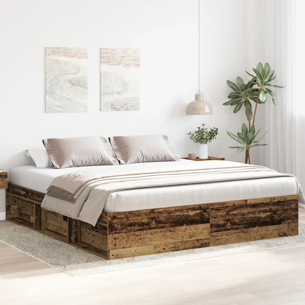 vidaXL Giroletto senza Materasso Legno Antico 200x200 cm in Truciolato