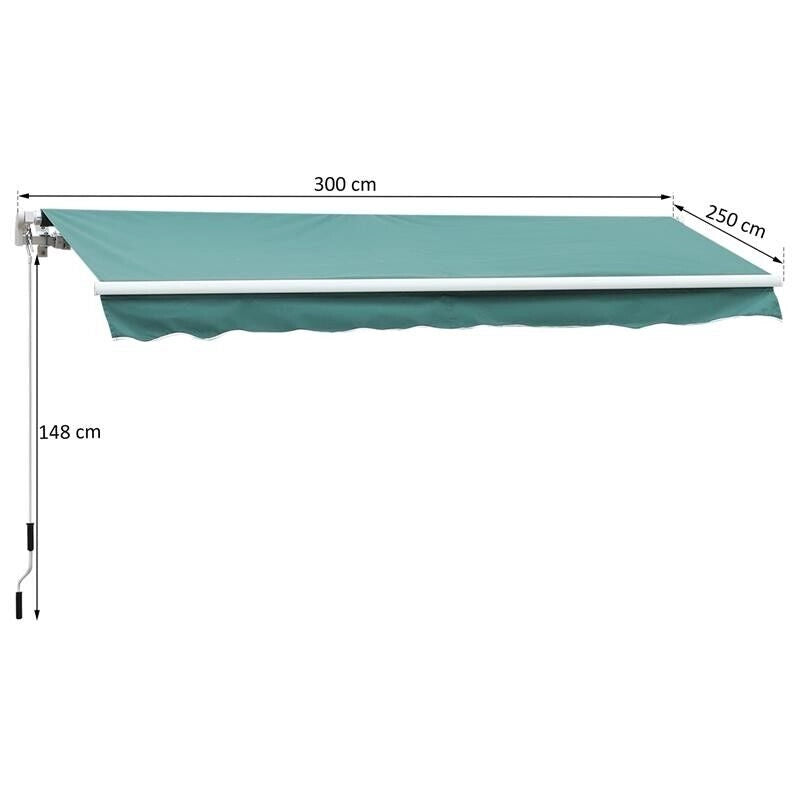 TENDA DA SOLE DA ESTERNO AVVOLGIBILE IMPERMEABILE 3 X 2.5 MT VERDE SCURO