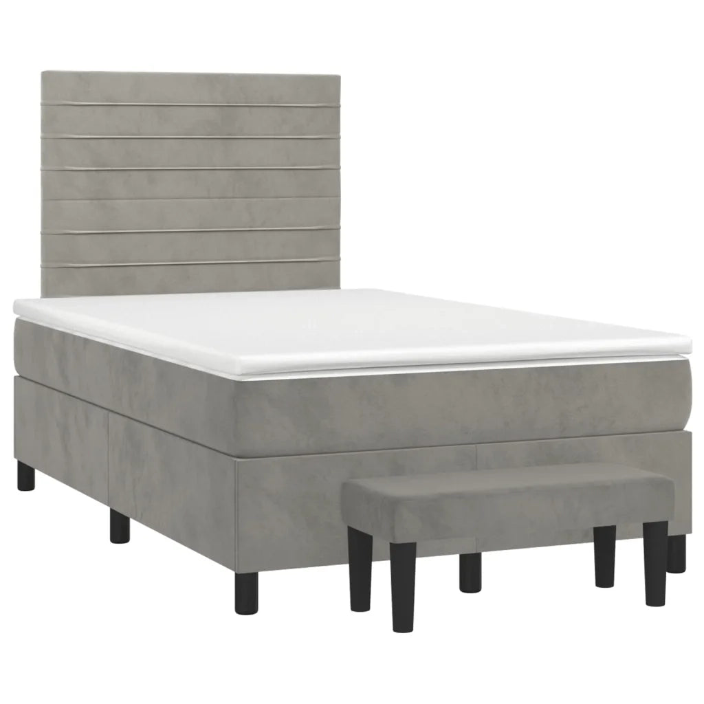 Giroletto a Molle con Materasso Grigio Chiaro 120x200cm Velluto 3137893