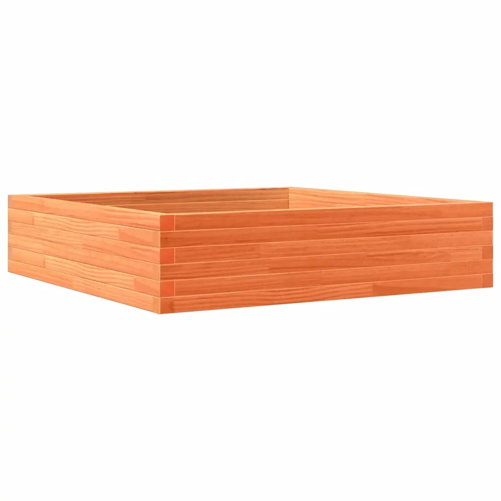 Fioriera | Cassetta per fiori | Vaso Giardino Marrone Cera 100x100x23 Legno Massello Pino