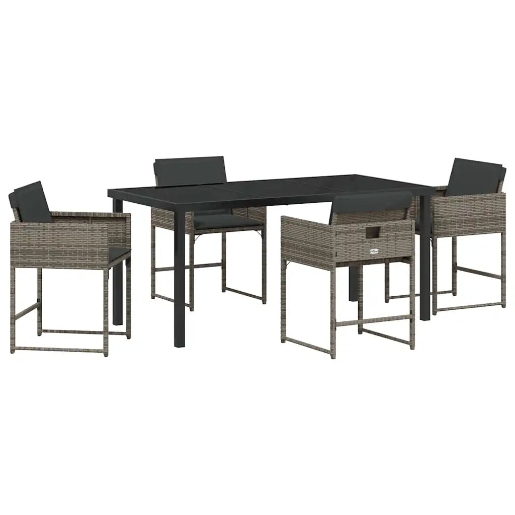 Set da Pranzo per Giardino 5 pcs Grigio polyrattan 3380723