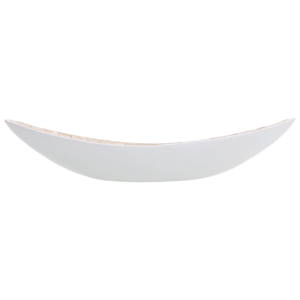 Centrotavola in legno e madreperla bianco 48x22x10h cm