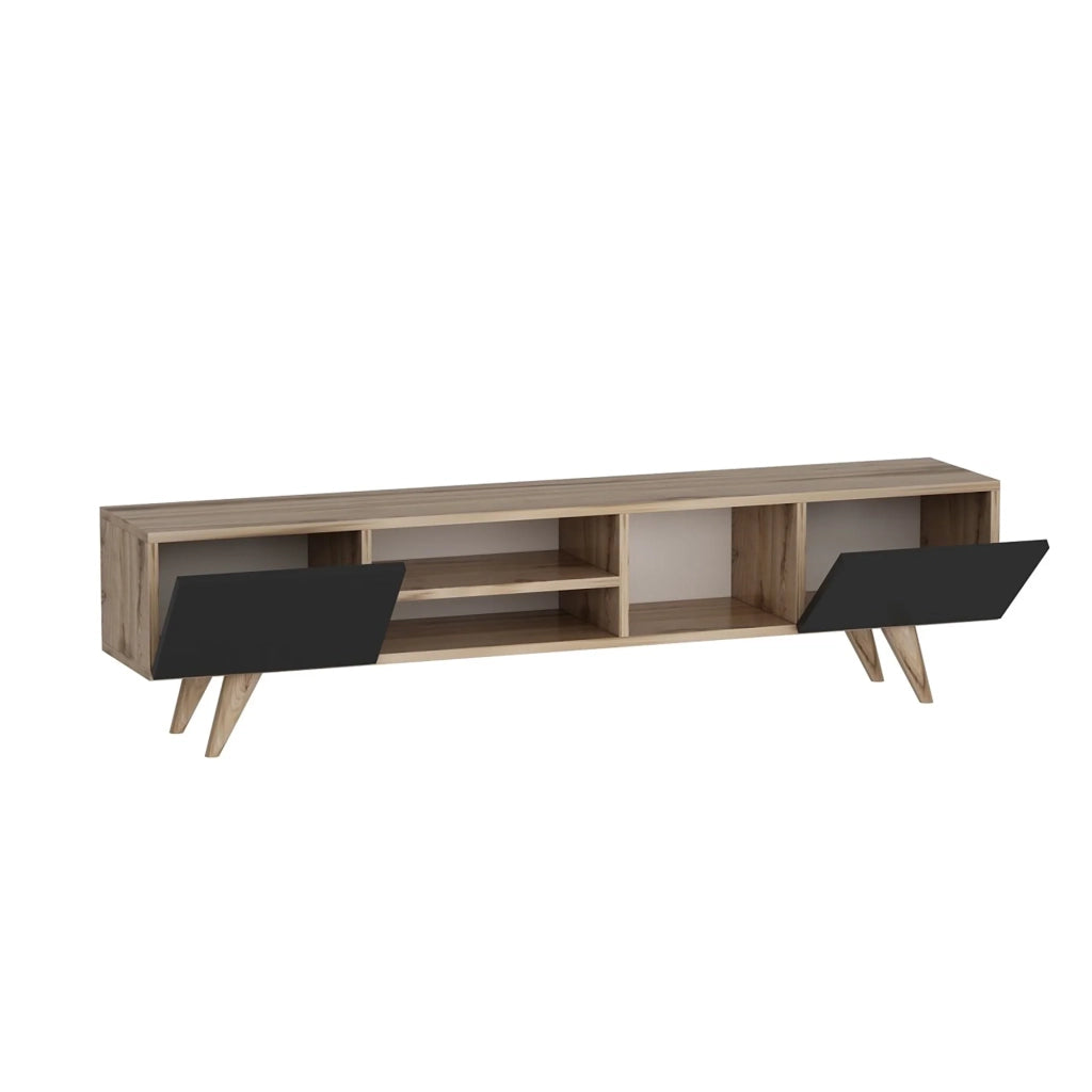 Mobile porta TV con 2 ante 40 x 160 x 31 cm effetto rovere/nero 03_0007748