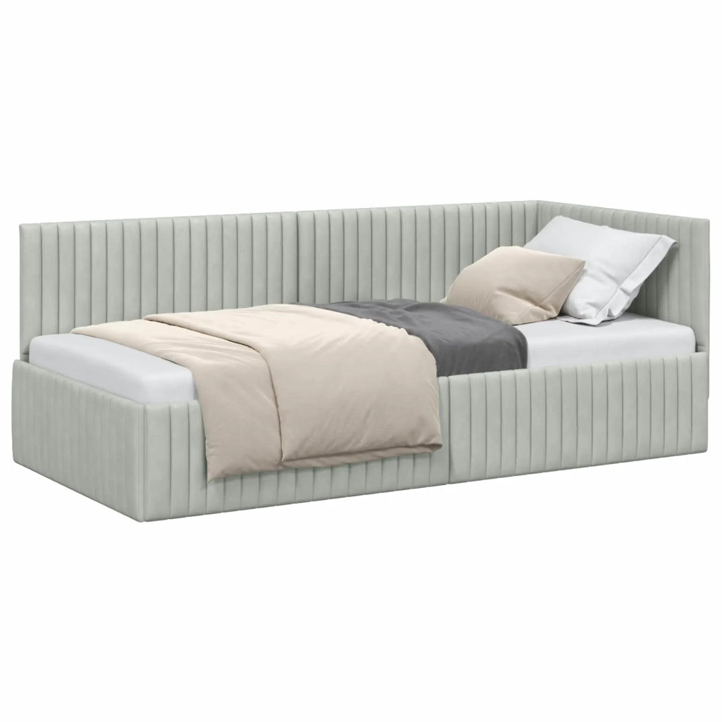Cornice del letto ad angolo Grigio chiaro 90 cm x 190 cm