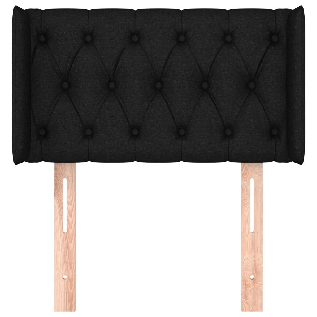 Testiera | Testata ad Orecchio Nera 83x16x78/88 cm in Tessuto