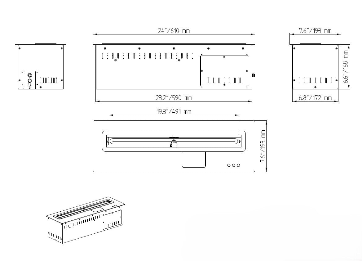 Bruciatore a Bioetanolo Smart App Inserto Automatico Camino Da Incasso 70 Pro-Line