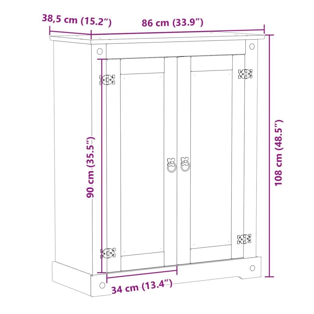 Scarpiera mobiletto portascarpe mobile per ingresso/corridoio/soggiorno Corona 86 x 38,5 x 108 cm legno di pino massiccio marrone 02_0021746