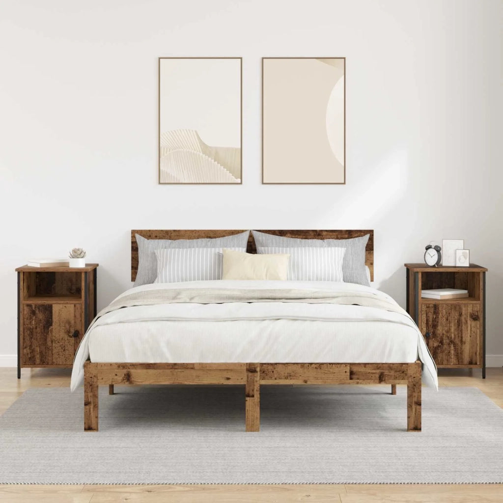 Set di 2 Comodini | Armadio da Notte | Mobiletto da notte Legno vecchio 40 x 42 x 60 cm