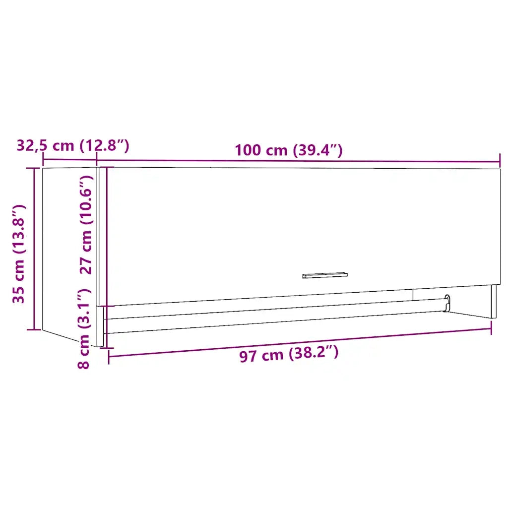 vidaXL Armadio in Legno Vecchio 100x32,5x35 cm in Legno Multistrato