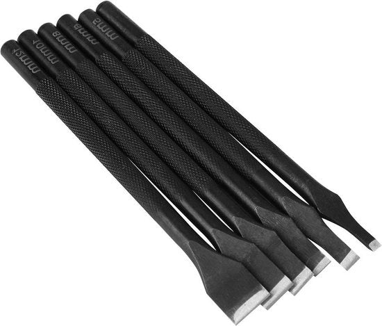Set di punteria metallica in pelle - 6 pezzi, attrezzo DIY per mani con set di punterie 3 mm / 5 mm / 6 mm / 8 mm / 10 mm / 12 mm.