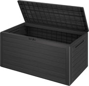 ® Baule da Giardino XXL 280 L Cassapanca Richiudibile 2 Maniglie 116x43x55cm Box Esterno Contenitore Effetto Legno
