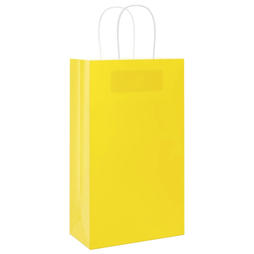 Sacchetti di Carta 250 pz con Manici Gialli 21x11x36 cm 4101785
