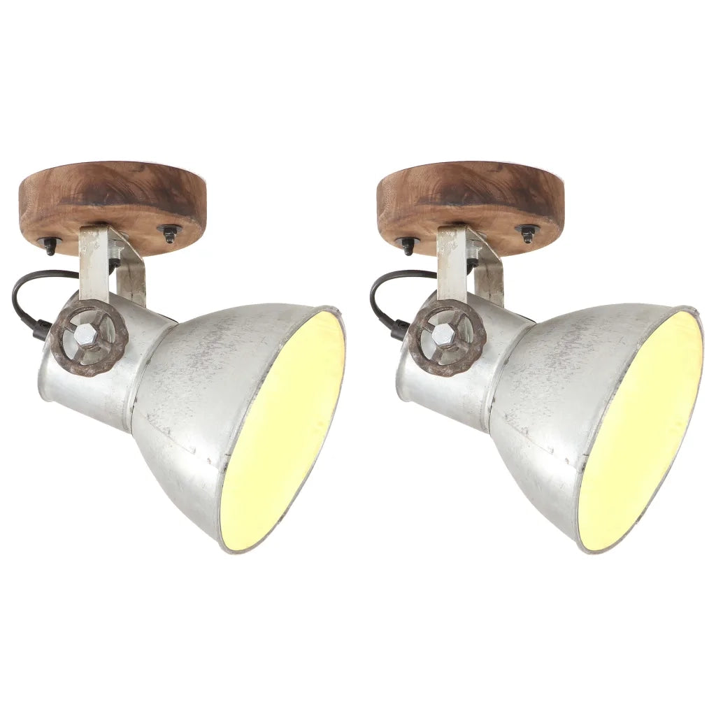 Lampade da Parete/Soffitto 2 pz Industriale Argento 20x25cm E27 cod mxl 66180