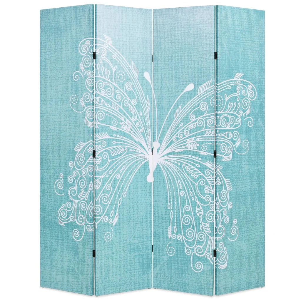 Paravento divisorio parete divisoria mobile decorativo 160 cm motivo farfalla blu 0802047