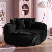 Poltrona lounge 145x133x59 cm con 5 cuscini in velluto a coste nero
