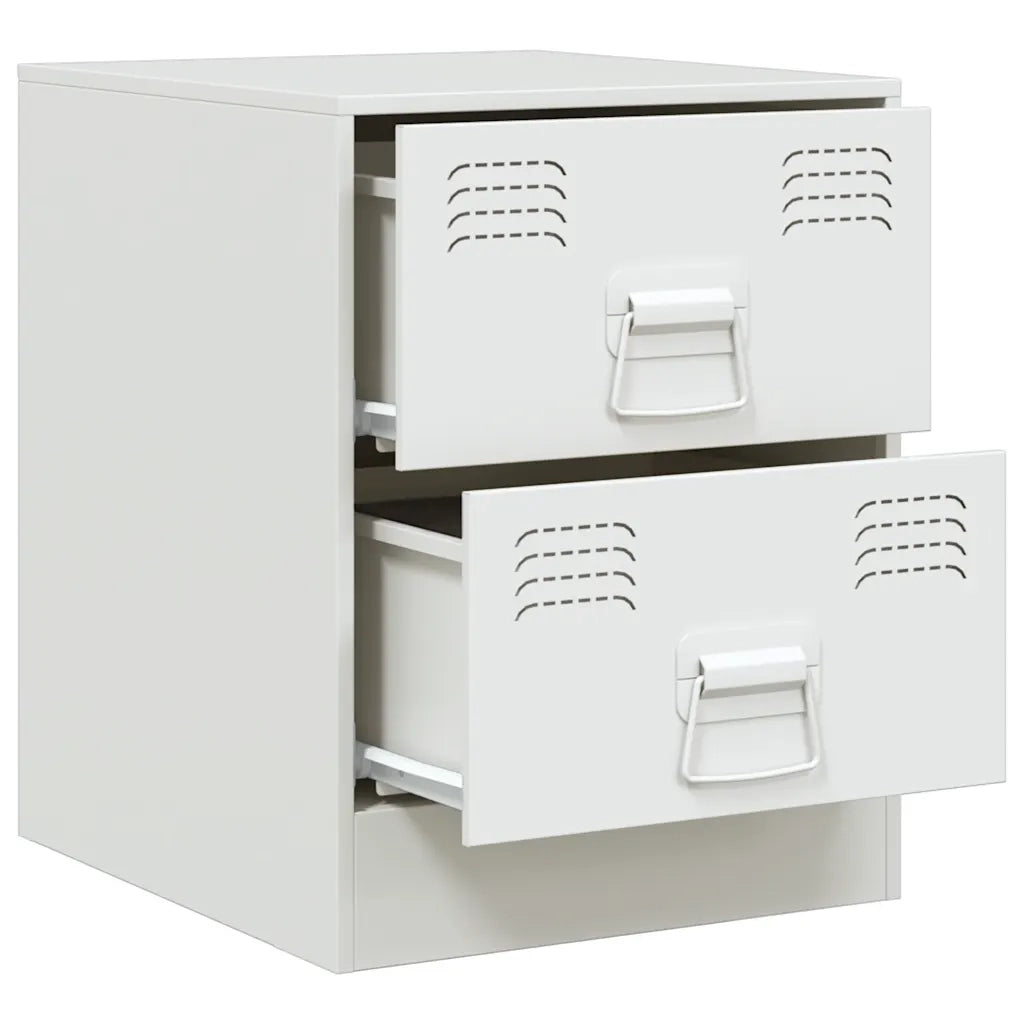 Set di 2 Comodini | Armadio da Notte | Mobiletto da notte Bianchi 34,5x39x44 cm in Acciaio