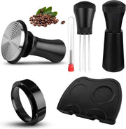 Accessori barista premium - base tamper con rilievo e espresso tamper in acciaio inossidabile - set tampatore 58mm con strumento WDT - dosatore con regolatore di pressione 15lb / 25lb - matrice tampatore
