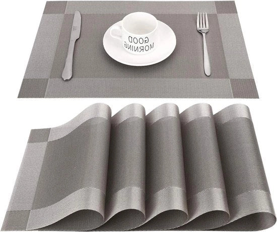 Set di 6 piatti da tavolo facile da pulire non scivolosi resistente al calore resistente alle macchie 45cmx30cm grigio